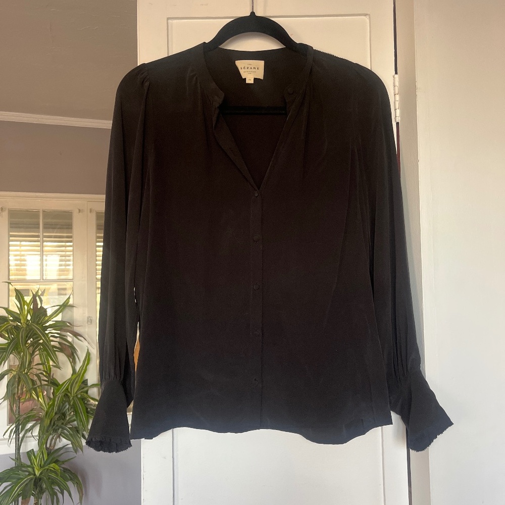 Sezane black Silk Top
